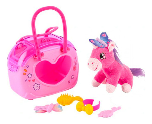 Maleta Bolso Juguete Mascota Unicornio Pony + Accesorios