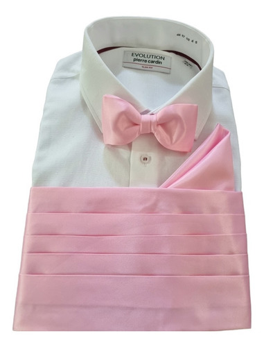 Fajilla Con Pañuelo Y Moño Adulto Ajustable Smoking 3 Piezas Rosa Pastel
