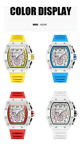 Relógios De Silicone Com Calendário De Quartzo Onola On6826w Cor Da Correia Azul