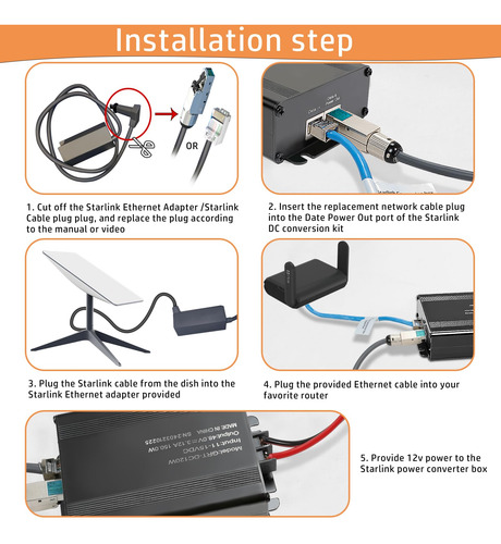 Kit De Conversión Dc, Inyector Poe Pasivo Starlink De 12 V A