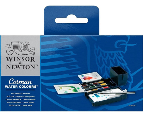 Acuarelas Winsor & Newton Cotman Set 12half Pans Kit Viajero