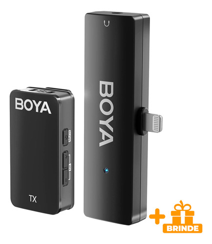 Microfone Sem Fio Boya Wmic5-m3 Lapela P/ Ios Preto +brinde