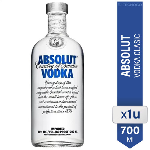 Vodka Absolut Azul Clasic 700ml - 01 Almacen