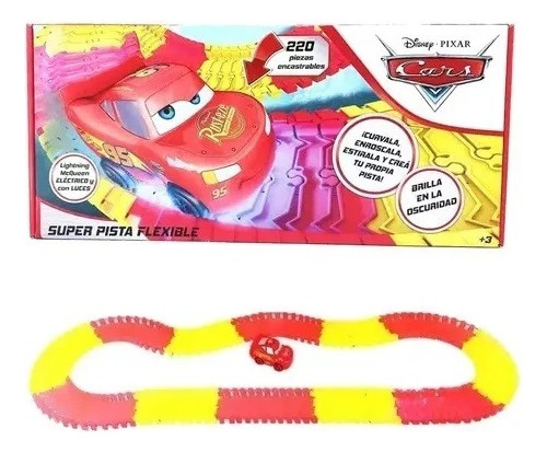 Pista Cars Luminosa Flexible 220 Piezas C/ Autito Tts Tutti