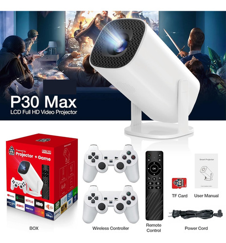 Proyector Gamer Ultra Hd P30 Max Wifi Android Controladores