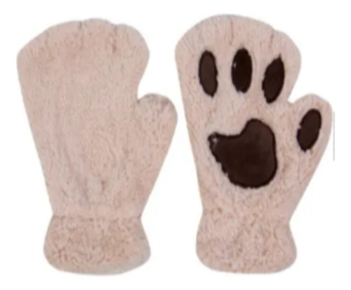 Luva Cosplay Meio Dedo Gatinho De Pelúcia Patinha Bege