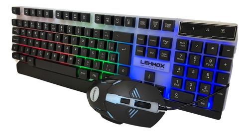 Kit Pc Gamer 3 Em 1 Teclado+mouse+mousepad Led Rgb Usb Preto Preto