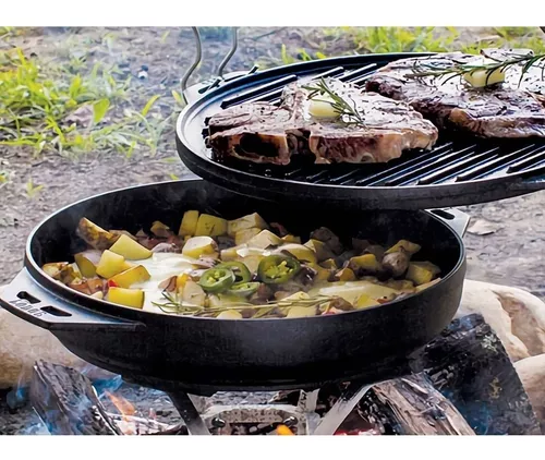 Juego Parrilla/plancha/wok Hierro Fundido 35cm 6l. Lodge Color