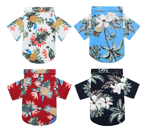 4 Piezas De Camisetas De Verano Para Mascotas, Estilo Hawaia
