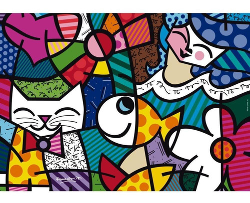 Quebra-cabeca Cartonado Romero Britto Happy 1000 Pecas