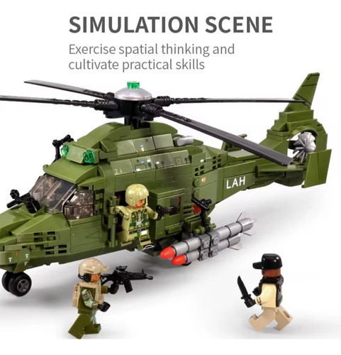 Armable Con Bloques- Helicóptero Se Transforma En Robot 596 Militares