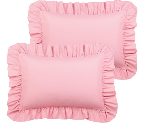 Juego De 2 Fundas De Almohada King, Color Rosa