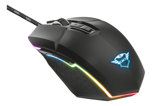 Mouse ergonômico para jogadores Trust Idon Gxt 950 Rgb de 6000 dpi de 7 bots, cor preta