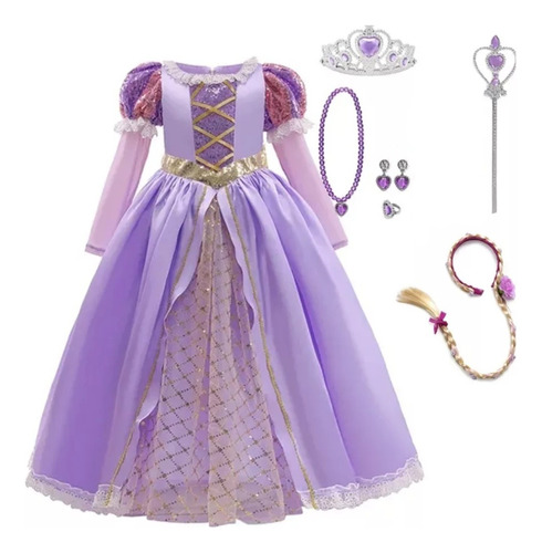 Disfraz Princesa Rapunzel Para Niñas, Halloween Cumpleaños 
