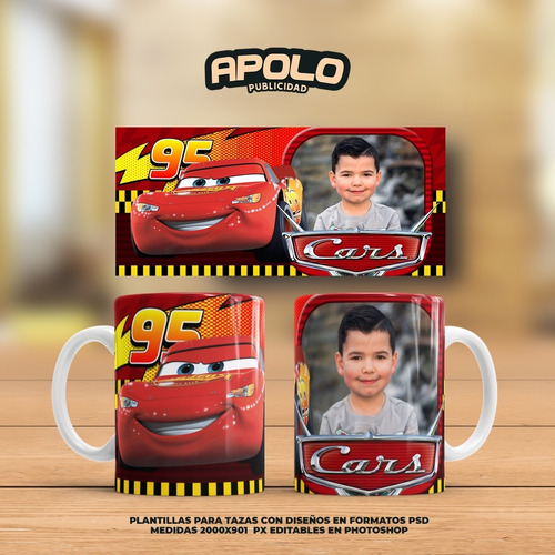 Plantillas Taza Cars - Cod018