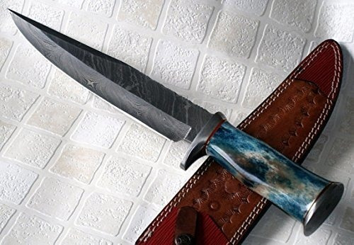 Reg-022-80, Cuchillo Bowie Hecho A Mano De Acero De Damasco 