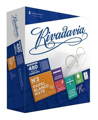 Repuesto Rivadavia 480 Hojas N 3 Ray/cuadri Banda Protectora