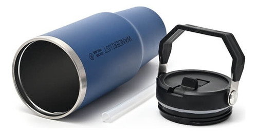 Vaso Termico Wanderlust Con Tapa Y Pico Acero Inoxidable Azul Liso