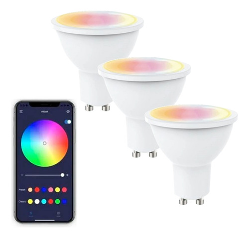 Imagen 1 de 7 de Pack Ahorro 3 Ampolletas Smart Wifi Gu10 5w