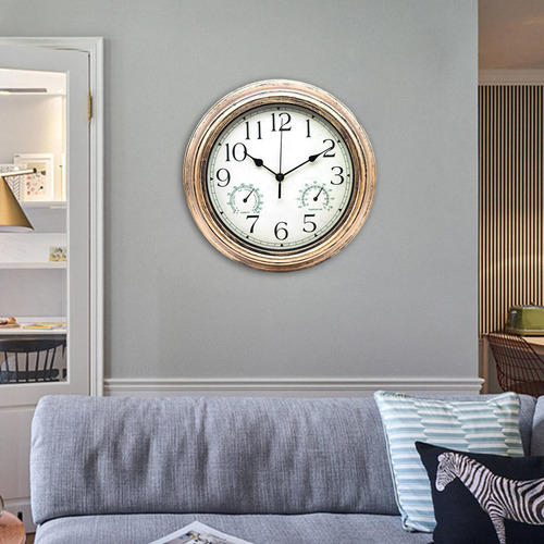 Reloj De Pared Visualización De Tono De Latón Dorado