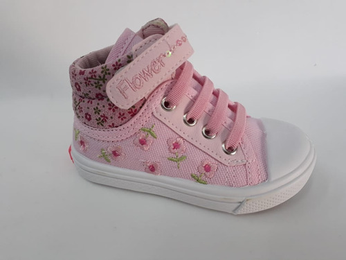 Tênis Bota Infantil Chique Top Lona Rosa Menina Bordado