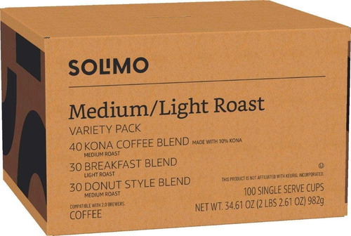 Solimo Cápsulas Infusión 100 Unidades Café Tostado Ligero Y