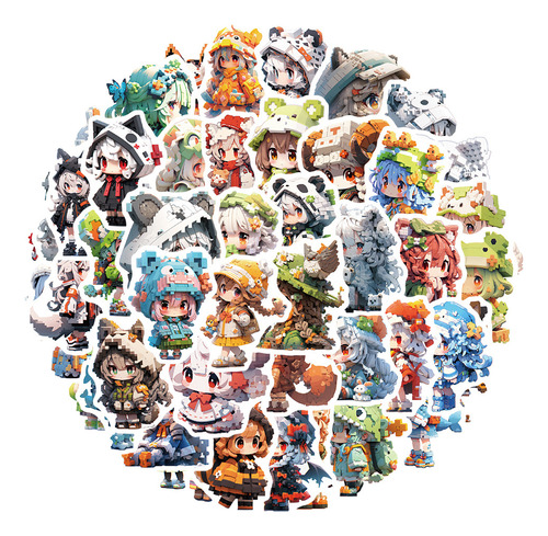 Adesivos De Desenho Animado Pixel Para Crianças