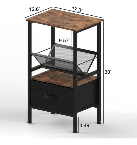 Mesa Auxiliar Tela Con Cajón Y Soporte Tocadiscos