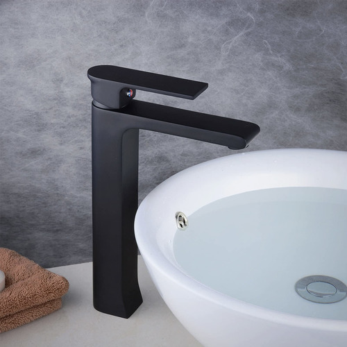 Beelee Grifo De Lavabo Para Baño, Mango Único, Color Negro M