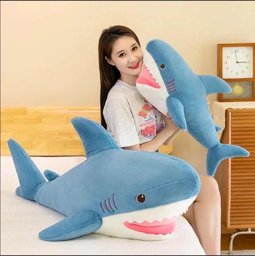 Peluche De Tiburón Azul Baby Shark Súper Suave Almohada 74cm