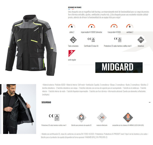 Campera Parka Moto Ixon Midgard Touring Laminada Impermeable