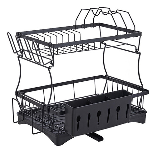 Estante De Secado De Platos Con Estante De Almacenamiento De