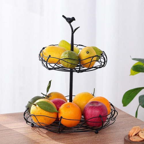 Cesta De Alambre Con Capas Para Frutas Y Verduras, 2 Niveles