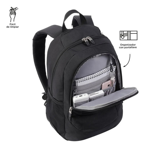 Totto Mochila Ergonómica Con Porta Laptop 14 In. 25,74 Lt. Goctal Color Negro Diseño de la tela Lisa
