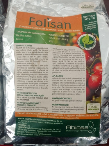 Fungicida Bactericida Biológico Folisan Bacillus Subtilis