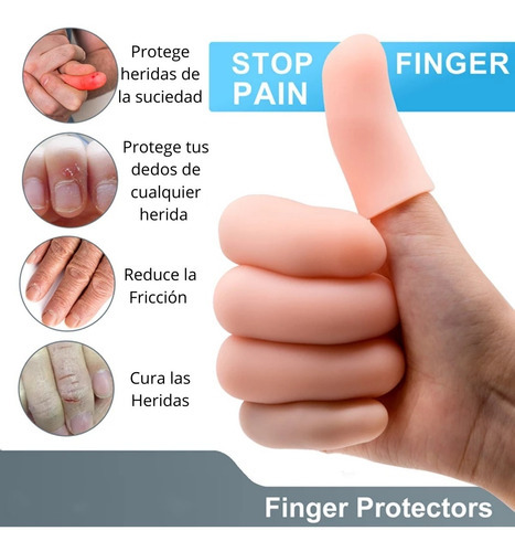 Conjunto de protetores de dedo de silicone resistente a elásticos, 5 peças, cor F, bege