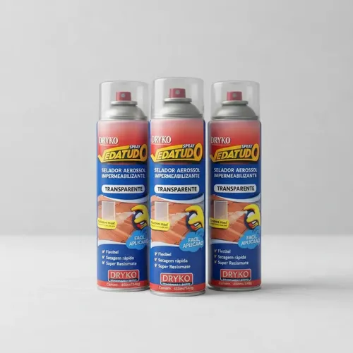 Kit 3 Sprays Vedatudo 400ml Impermeabilizante Dryko Transparente