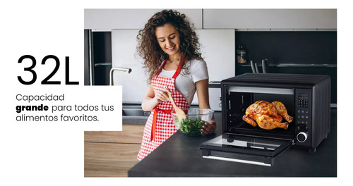Horno Eléctrico Aiwa 32l Antiadherente Modo Asador Aw-ok32