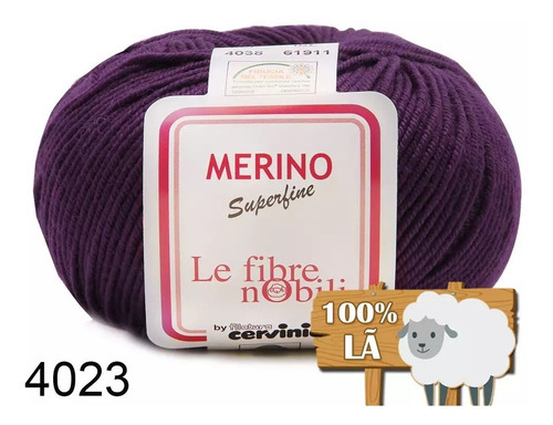 Lã Merino Cervinia 50g 158mts 100% Lã Crochê E Tricô Cor Roxo