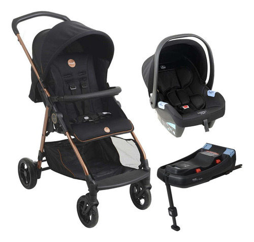 Conjunto Travel System Lui Preto Cobre E Base Isofix