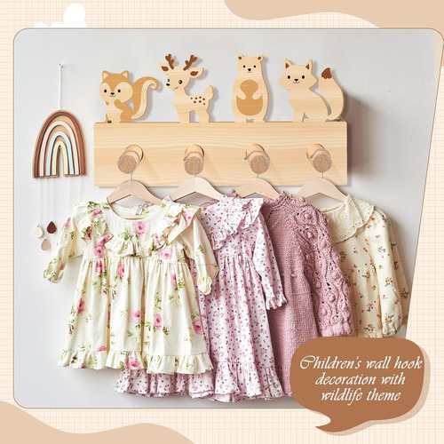 Ganchos De Pared De Madera De Animales Para Abrigos, Decorac