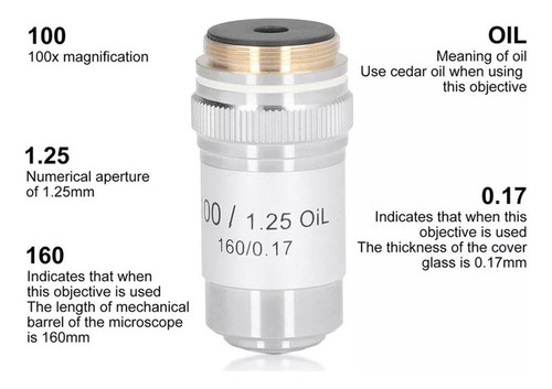 - Accesorios Para Microscopio 195 Acromático 100x Objetivo B