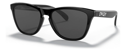 Óculos de sol Oakley Frogskins Standard armação de o matter cor polished black, lente grey de plutonite clássica, haste polished black de o matter - OO9013