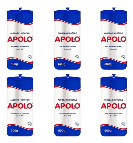 Kit Algodão Hidrófilo Apolo Em Rolo 500g C/6