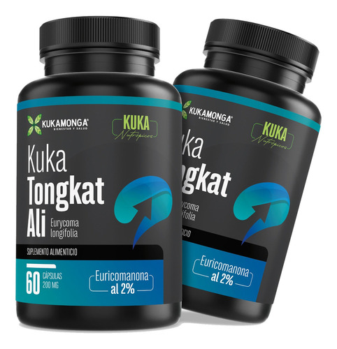 Kukamonga   Kit De 2 Kuka Tongkat Ali 2% Euricomamona- 60 Cápsulas De 200 Mg Sin sabor