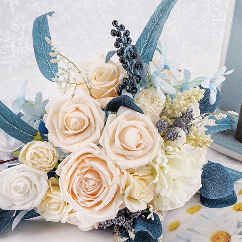 Ramo De Boda Para , Flores De Seda, Romántica, Estilo C