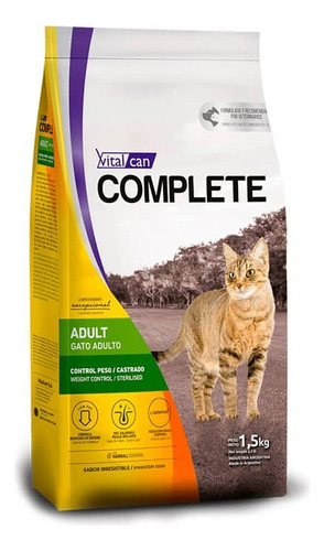 Alimento Vitalcan Complete Gato Castrado/control Peso 1,5kg