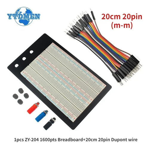 Protoboard Breadboard Zy-204 1600pts Dupont Wire Cable Set