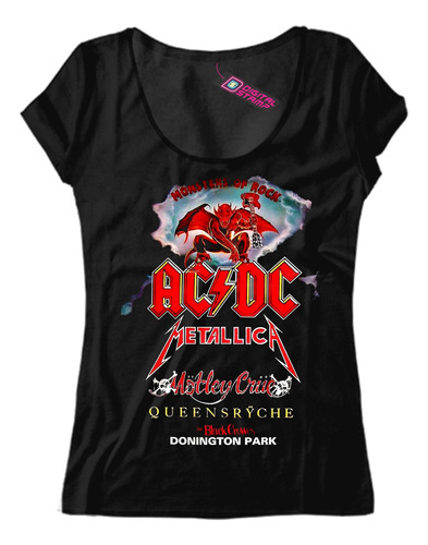 Remera Mujer Acdc Metallica Motley Crue Rock  Mb27