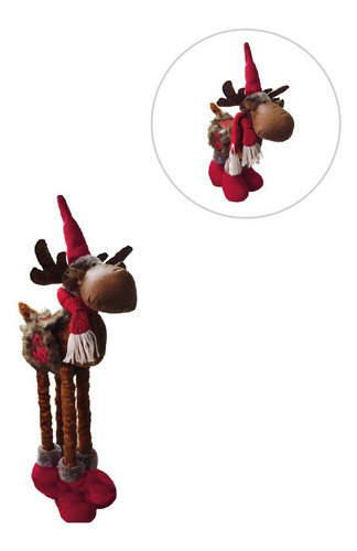 Reno Navideño Muñeco Adorno Extensible Patas Largas 50-70 Cm